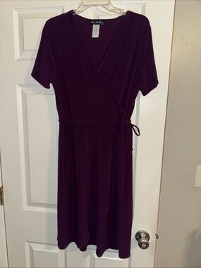 Star Vixen Deep Plum Wrap Midi Dress